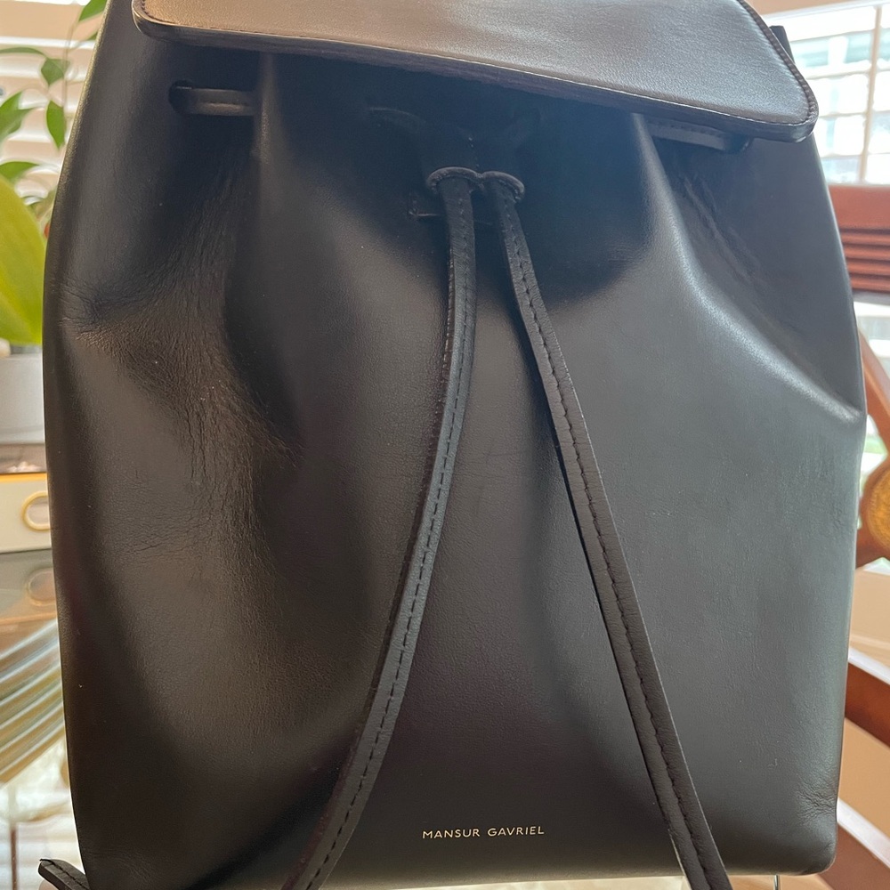 Mansur Gavriel Sleek Black Leather Backpack
